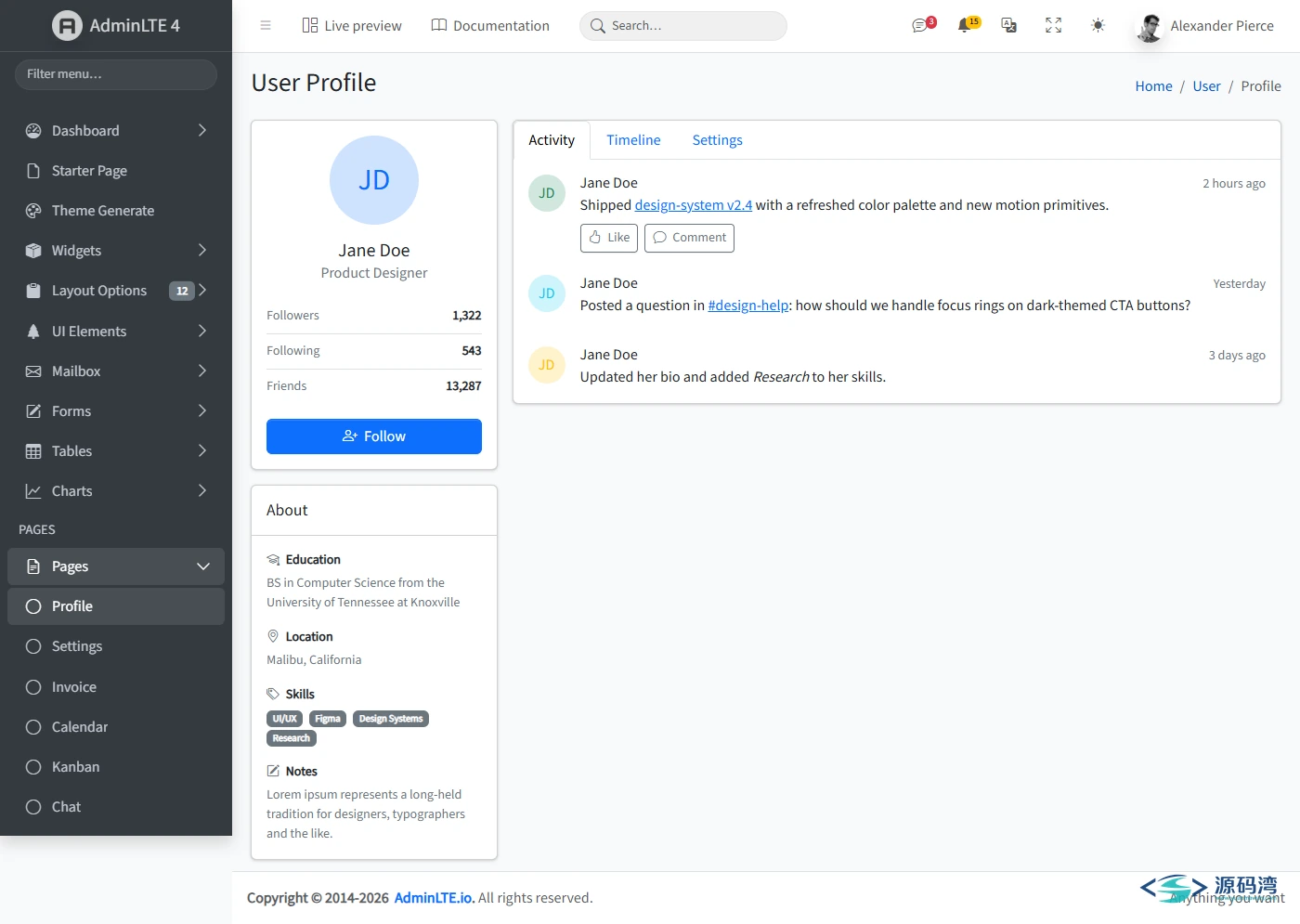 adminlte-v4-05-用户详情 - AdminLTE 企业后台模板:纯静态免编译,内置 91 套响应式页面 adminlte-v4-05-用户详情 - AdminLTE 企业后台模板:纯静态免编译,内置 91 套响应式页面