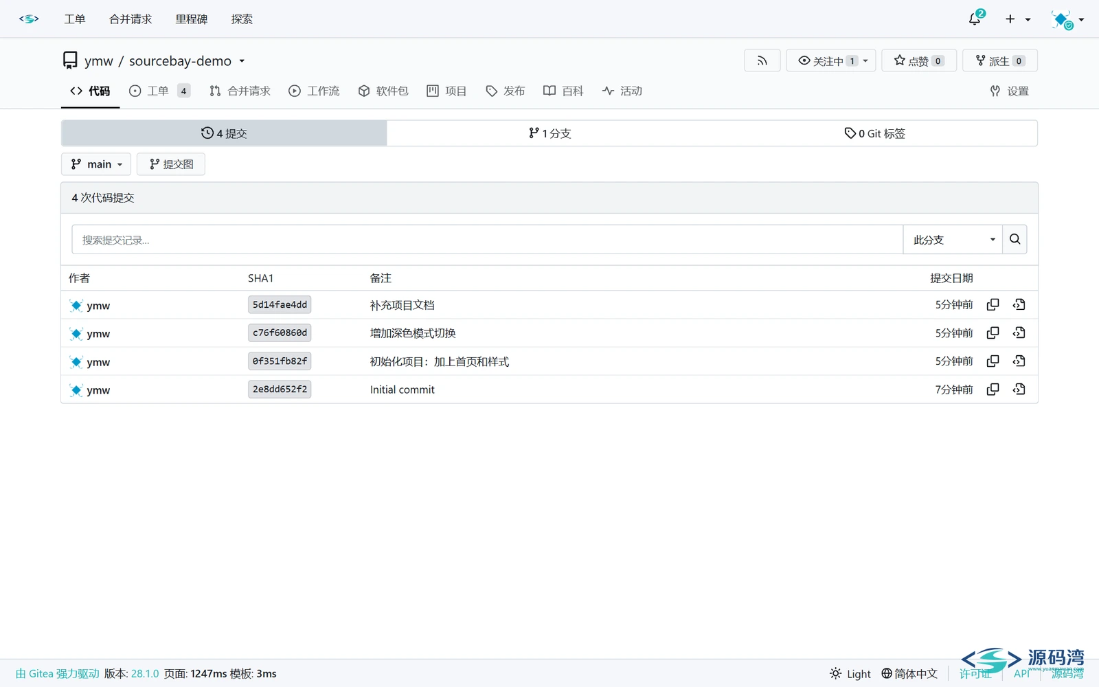 提交历史 - Gitea 自建 Git 服务:120MB 单文件,GitLab 太重就用它 提交历史 - Gitea 自建 Git 服务:120MB 单文件,GitLab 太重就用它