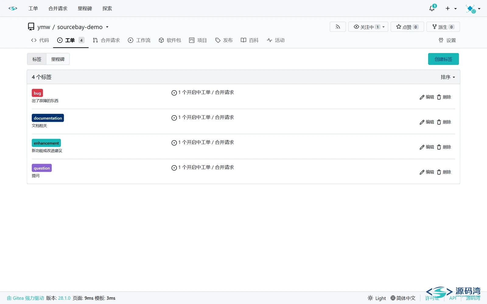 标签管理 - Gitea 自建 Git 服务:120MB 单文件,GitLab 太重就用它 标签管理 - Gitea 自建 Git 服务:120MB 单文件,GitLab 太重就用它