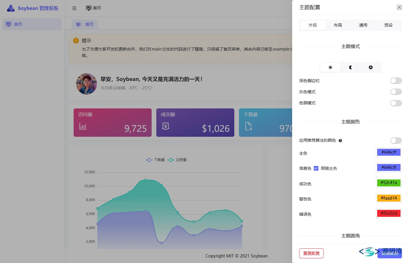 主题配置抽屉 主题配置抽屉