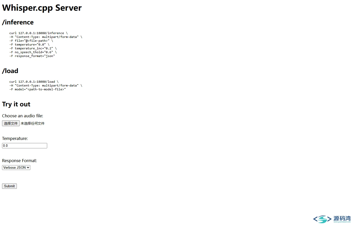 Whisper.cpp Web 控制界面首页 Whisper.cpp Web 控制界面首页