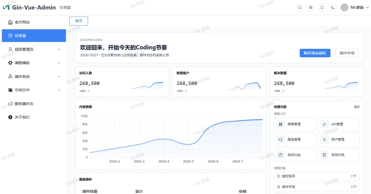 Gin-Vue-Admin 企业后台：Go与Vue3全栈底座，代码生成开箱即用