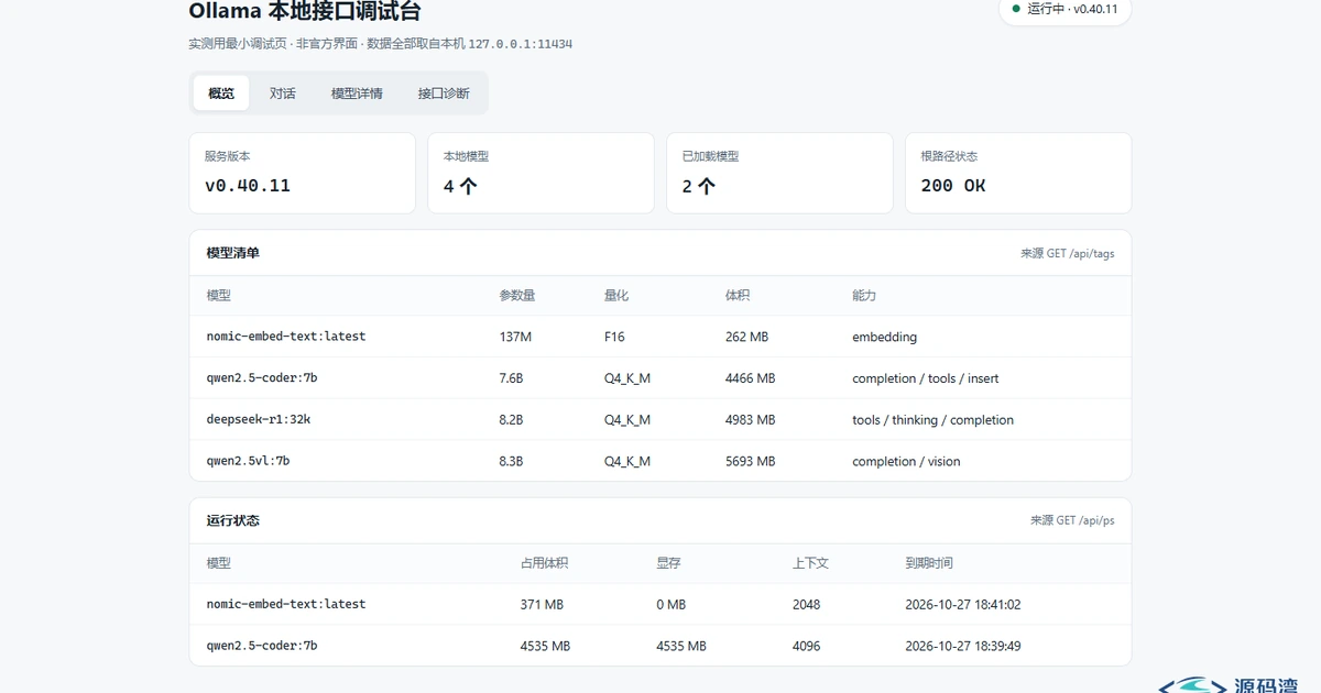 Ollama 本地大模型运行框架：单命令开跑，自带标准接口与双平台支持